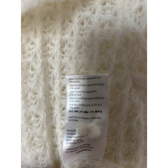 Anthropologie Sweater Large Womens Knit Cream Ruffle Open Knit - Picture 10 of 13